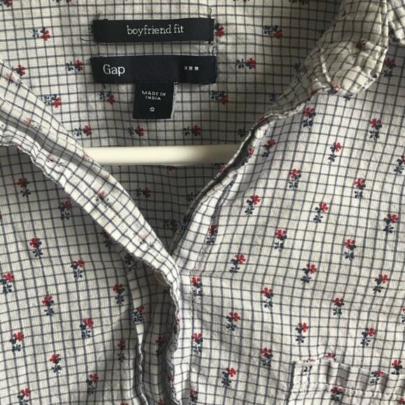 Gap Boyfriend Fit Floral Striped Button Up Blouse - Picture 2 of 2